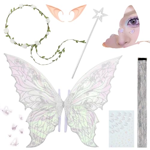 Schmetterlingsflügel,Glitzernde Engelsflügel,Prinzessinnenflügel,mit Elfenöhren,Flügel Kostüm,Feenflügel Kinder,Feen Flügel,Fairy Wings,für Karneval,Fasching,Mottoparty,Halloween Schmetterlingsflügel,Glitzernde Engelsflügel,Prinzessinnenflügel,mit Elfenöhren,Flügel Kostüm,Feenflügel Kinder,Feen Flügel,Fairy Wings,für Karneval,Fasching,Mottoparty,Halloween von DAZZTIME