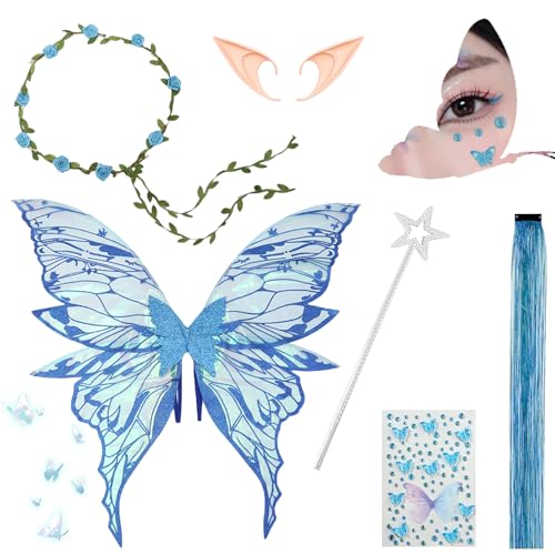 Schmetterlingsflügel,Glitzernde Engelsflügel,Prinzessinnenflügel,mit Elfenöhren,Flügel Kostüm,Feenflügel Kinder,Feen Flügel,Fairy Wings,für Karneval,Fasching,Mottoparty,Halloween Schmetterlingsflügel,Glitzernde Engelsflügel,Prinzessinnenflügel,mit Elfenöhren,Flügel Kostüm,Feenflügel Kinder,Feen Flügel,Fairy Wings,für Karneval,Fasching,Mottoparty,Halloween von DAZZTIME