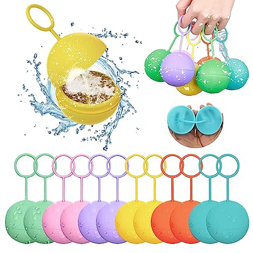 12 Stück Wiederverwendbare Wasserbomben Selbstschließend,Eine Sekunde Schnellfüller Wasserbomben Set,Silikon Wasserballons Wasserspielzeug,Magic Splashy Balls für Sommer Draussen,Pool,Strand Party von DAZZTIME