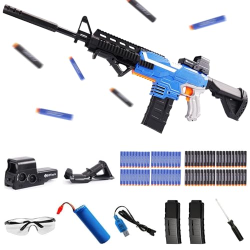 Spielzeug Pistole Kinder,Motorisierter Blaster,Automatisch Blaster Gun Sniper 100 Darts mit 2 Magazine,Spielzeug-Schaumstoff-Blaster,für Jungen Mädchen 6-12 Jahre alt Kinder. von DAZZTIME