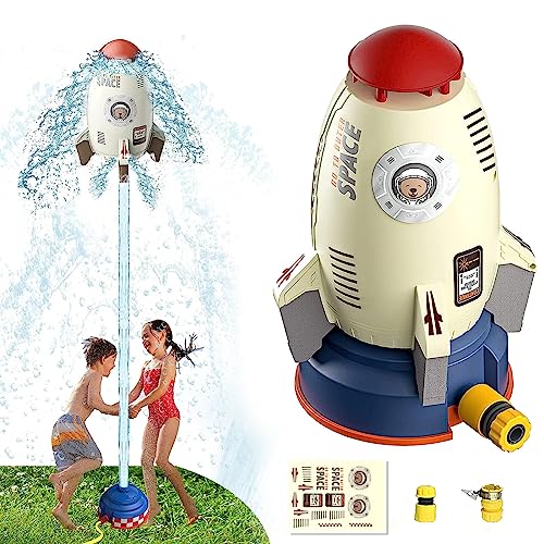 Sprinklerspielzeug Outdoor,Wassersprinkler Rocket Kinder,Wasserstrahl Rakete,Wassersprinkler Spielzeug,Rocket Sprinkler,Outdoor Wasserspielzeug Sprinkler für Kinder Raketenform(Weiss) von DAZZTIME