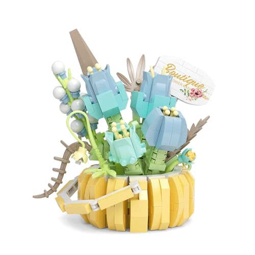 DBALL Mini Klemmbausteine Blumen Klemmbausteine Blumenkorb mit 4 Blau Bausteine Blumen Frühling Sommer Dekoration Klemmbausteine Pflanzen für Geschenk Innendekoration DBALL Mini Klemmbausteine Blumen Klemmbausteine Blumenkorb mit 4 Blau Bausteine Blumen Frühling Sommer Dekoration Klemmbausteine Pflanzen für Geschenk Innendekoration von DBALL
