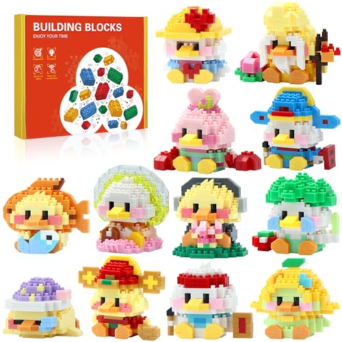 DBPBToU 12 Pack Mini Building Blocks Set, Bausteine Spielzeug für Kinder Party, Geschenke für Kinder, Jungen, Mädchen 6+ (Ente) von DBPBToU