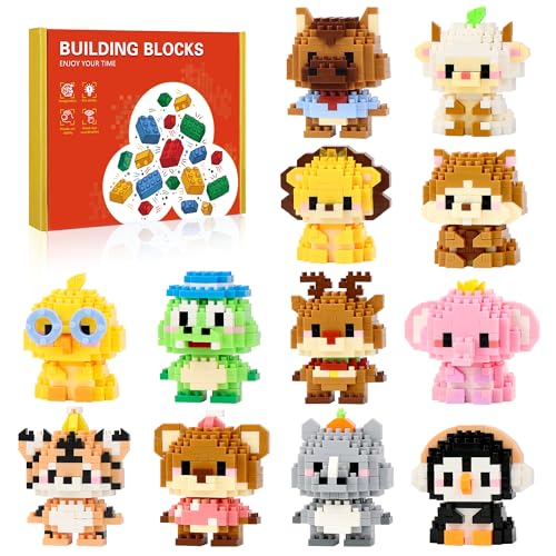 DBPBToU 12 Pack Mini Building Blocks Set, Bausteine Spielzeug für Kinder Party, Geschenke für Kinder, Jungen, Mädchen 6+ (Tierwelt) von DBPBToU