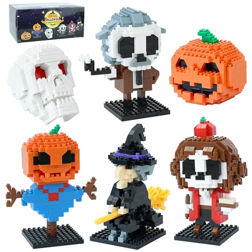 DBPBToU 6 Pack Halloween Mini Building Blocks Set,6 Stück Halloween Bausteine Spielzeug für Halloween Kinder Party, Halloween Funwhole Geschenke für Kinder, Jungen, Mädchen 8+ von DBPBToU