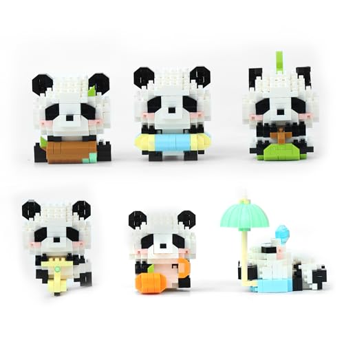 DBPBToU 6 Pack Mini Building Blocks Set, Bausteine Spielzeug für Kinder Party, Geschenke für Kinder, Jungen, Mädchen 6+ (Panda) von DBPBToU