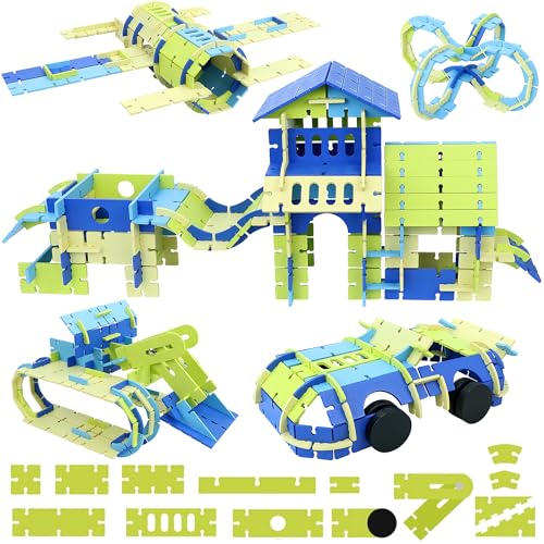 DBPBToU Zusammensetzen Bausteine Kinder aus Holz, Zusammensetzen Building Blocks Kinder, Kinderspielzeug ab 3 4 5 6 7 8 Jahre Junge Mädchen, Zusammensetzen Set Spielzeug (Kühle Töne) von DBPBToU