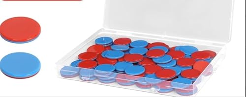 100 Stück Wendeplättchen Rot Blau Plastik - Wendeplättchen Zählchips mit Farbstift, Rechenhilfe Mathematik mit Kunststoff Boxen, Mathe Rechenhilfe Mathematik für Kinderhände Grundschule Rechenaufgaben von DBTW