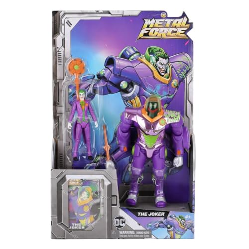 DC Comics, Actionfigur Metal Force Batman, 15 cm, mit Minifigur 10 cm, eingebautem Blaster und Rüstung, Superheldenspielzeug für Jungen und Mädchen ab 4 Jahren von DC Comics