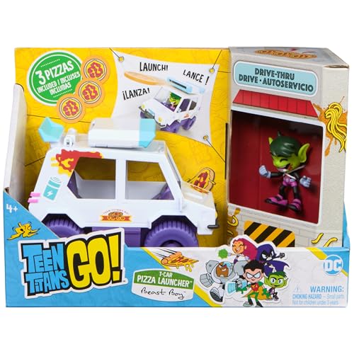 DC Comics Teen Titans Go! T-Car Pizza Launcher, Beast Boy Actionfiguren-Set mit interaktiven Funktionen, Kinderspielzeug für Jungen und Mädchen ab 4 Jahren DC Comics Teen Titans Go! T-Car Pizza Launcher, Beast Boy Actionfiguren-Set mit interaktiven Funktionen, Kinderspielzeug für Jungen und Mädchen ab 4 Jahren von DC Comics
