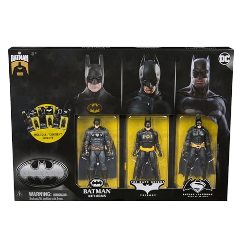 Ultimate Batman Set mit 3 Batman Figuren (10cm) aus den Filmen Batman Returns, The Dark Knight und Batman v. Superman. Ab 3 Jahren von DC Comics