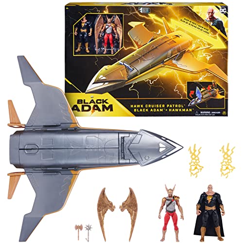 DC Comics, Hawk Cruiser Patrol, inklusive Actionfiguren von Black Adam und Hawkman, über 40 cm breit, Erstausgabe, Superhelden-Spielzeug, Mädchen ab 4 Jahren (Spin Master 6064871) von DC