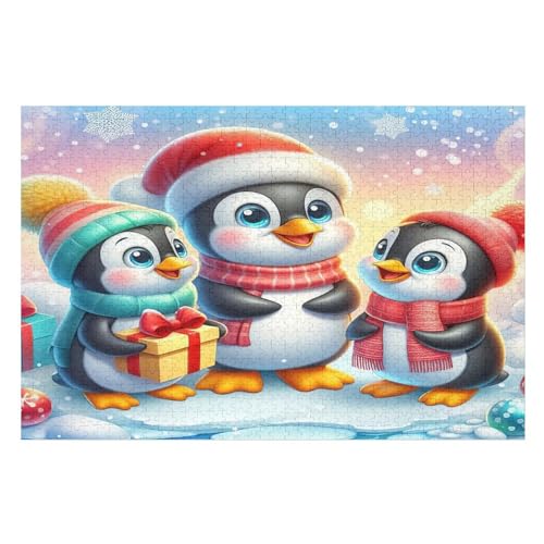 1000 Teile Puzzle Für Erwachsene, Pinguin -Puzzles, Kinder HolzPuzzle, Kreatives Puzzle, Geschenk Für Freunde Und Familie （75×50cm） von DCCCY