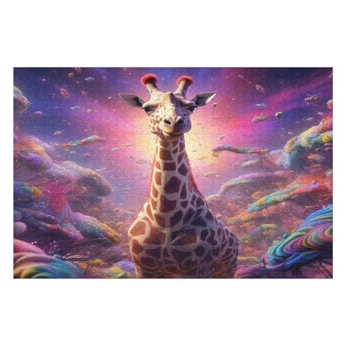 1000 Teile Puzzle Für Jungen Und Mädchen, Standard-Puzzles Süße Giraffe, Familienspiele, （75×50cm） von DCCCY