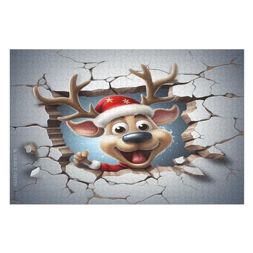 1000-teiliges Puzzle Für Erwachsene, Cute Elch Holzpuzzle, Gehirn-Herausforderung,Puzzles Spielzeugspiel （75×50cm） von DCCCY