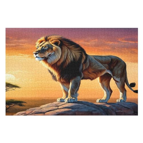 1000-teiliges Puzzles, Löwe -Puzzle Für Erwachsene Kinder,Holzbrettpuzzle,Erwachsenenpuzzles,Geschenke （75×50cm） von DCCCY