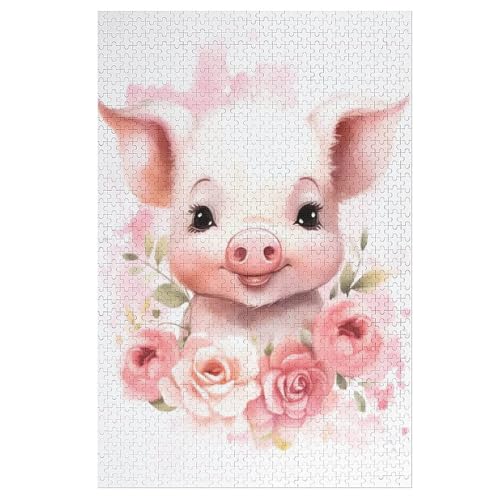 1000-teiliges Puzzles, Schwein -Puzzle Für Erwachsene Kinder,Holzbrettpuzzle,Erwachsenenpuzzles,Geschenke 78×53cm von DCCCY