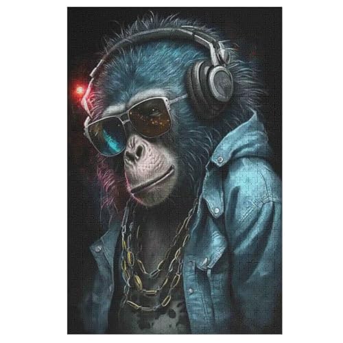 AFFE DJ Puzzles 1000 Teile Erwachsener Kniffel Spaß Für Die Ganze Familie, Holzpuzzle Kinder Erwachsene, Impossible Puzzle Schwer 78×53cm von DCCCY