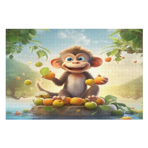 AFFE Puzzles 1000 Teile Erwachsener Kniffel Spaß Für Die Ganze Familie, Holzpuzzle Kinder Erwachsene, Impossible Puzzle Schwer （75×50cm） von DCCCY