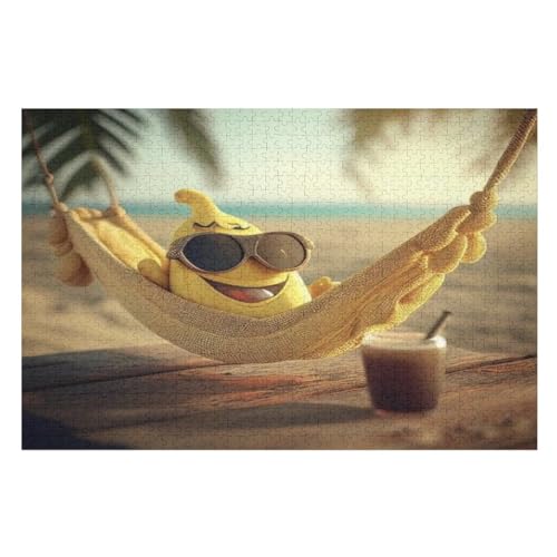 Banane Holzpuzzle 1000 Teile, Knobelspiele Für Erwachsene, Teenager, Puzzles Unmögliche - Kinder Puzzle Zimmer Deko （75×50cm） von DCCCY