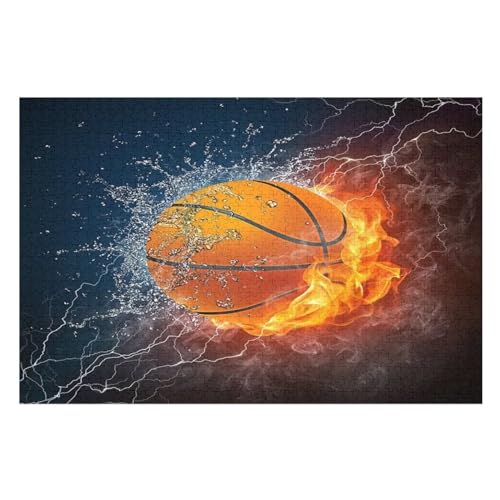 Basketball Puzzle 1000 Teile, Holzpuzzle Für Erwachsene Kinder, Impossible Puzzles, Geschicklichkeitsspiel Für Die Ganze Familie （75×50cm） von DCCCY