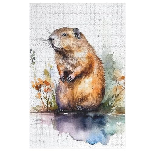 Biber Holzpuzzle 1000 Teile, Knobelspiele Für Erwachsene, Teenager, Puzzles Unmögliche - Kinder Puzzle Zimmer Deko 78×53cm von DCCCY