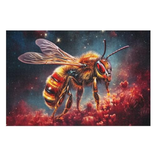 Biene Puzzle 1000 Teile, Holzpuzzle Für Erwachsene Kinder, Impossible Puzzles, Geschicklichkeitsspiel Für Die Ganze Familie （75×50cm） von DCCCY