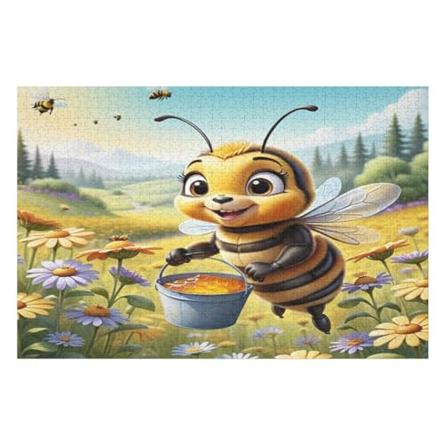 Biene Puzzle 1000 Teile, Holzpuzzle Für Erwachsene Kinder, Impossible Puzzles, Geschicklichkeitsspiel Für Die Ganze Familie （75×50cm） von DCCCY
