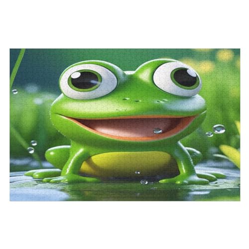 Big Eyed Frosch -Puzzle, 1000 Teile,Holzpuzzle Für Erwachsene Kinder, Lustiges Spielzeug, Denkspiel, Bildungsspiel, （75×50cm） von DCCCY