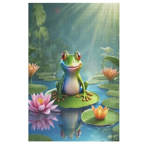 Big Eyed Frosch Puzzles 1000 Teile Erwachsener Kniffel Spaß Für Die Ganze Familie, Holzpuzzle Kinder Erwachsene, Impossible Puzzle Schwer 78×53cm von DCCCY