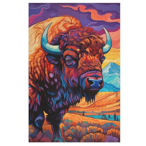 Büffel Puzzles 1000 Teile Erwachsener Kniffel Spaß Für Die Ganze Familie, Holzpuzzle Kinder Erwachsene, Impossible Puzzle Schwer 78×53cm von DCCCY