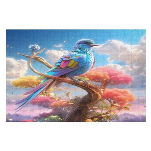 Bunter Vogel 1000 Teile Premium-Puzzles Für Erwachsene Kinder- Holzpuzzles Spaß Und Lernspiele - Perfekte Puzzle-Geschenke （75×50cm） von DCCCY