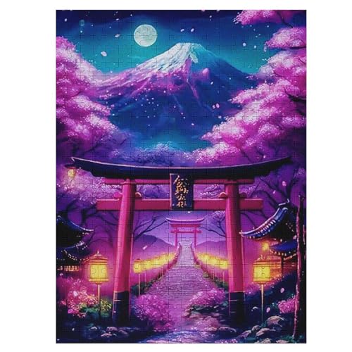Cherry Tree Japan Art 500 Teile Puzzles, Wood Craft, Hochwertiges Modernes Puzzle, DIY, Für Erwachsene Und Kinder Ab 12 Jahren, 55×41cm von DCCCY