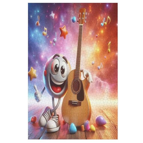 Colorful Gitarre 1000 Teile Puzzles Für Erwachsene Holzpuzzle Familienpuzzlespiel Stressabbau-Puzzle Für Kinder Ab 12 Jahren 78×53cm von DCCCY