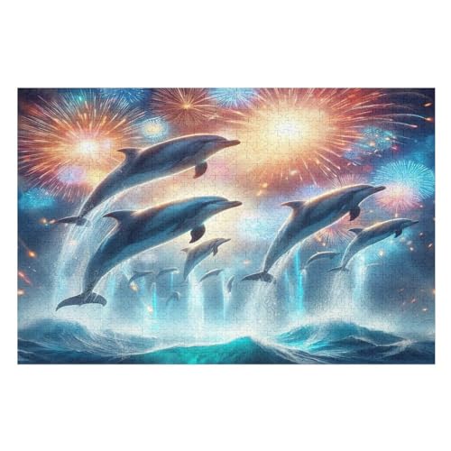 Delphin Holzpuzzle 1000 Teile, Knobelspiele Für Erwachsene, Teenager, Puzzles Unmögliche - Kinder Puzzle Zimmer Deko （75×50cm） von DCCCY