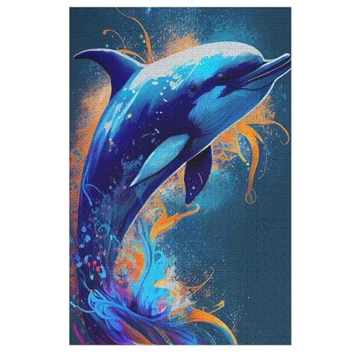 Delphin Puzzles 1000 Teile Erwachsener Kniffel Spaß Für Die Ganze Familie, Holzpuzzle Kinder Erwachsene, Impossible Puzzle Schwer 78×53cm von DCCCY