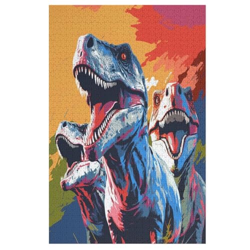 Dinosaurier 1000 Teile Puzzles Für Erwachsene,Holzpuzzle - Verringerter Druck Schwieriges Unmögliche Puzzle Für 12+ Kinder 78×53cm von DCCCY