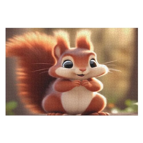 Eichhörnchen 1000 Teile Puzzles Für Erwachsene, Impossible Puzzle, Geschicklichkeitsspiel Für Die Ganze Familie, Kinder Holzpuzzle （75×50cm） von DCCCY
