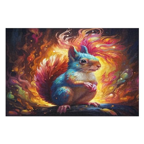 Eichhörnchen Puzzles 1000 Teile Erwachsener Kniffel Spaß Für Die Ganze Familie, Holzpuzzle Kinder Erwachsene, Impossible Puzzle Schwer （75×50cm） von DCCCY