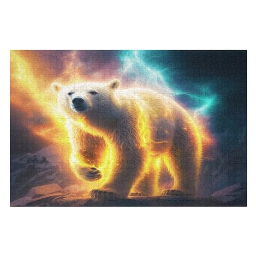 Eisbär Puzzles 1000 Teile Für Jugendliche Kreatives Holzpuzzlespielzeug Familienspiel Schwierigkeitsgrad Herausforderungspuzzles （75×50cm） von DCCCY