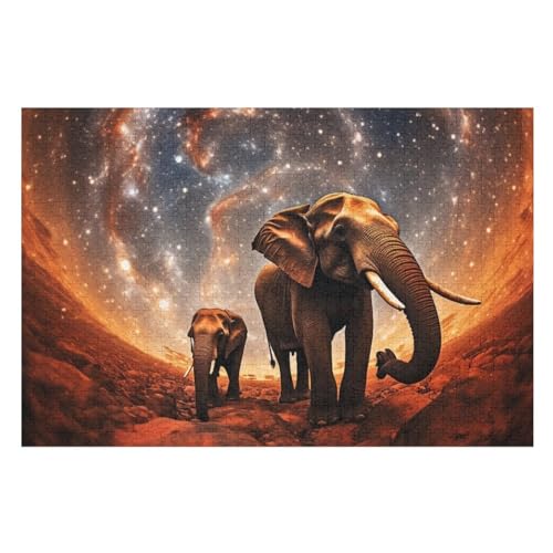 Elefant Holzpuzzle 1000 Teile Klassische Puzzles Erwachsene Kinder Puzzle DIY Kit Holzspielzeug Einzigartiges Geschenk （75×50cm） von DCCCY