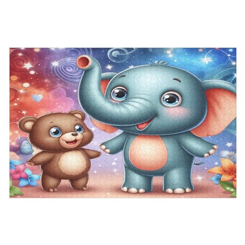 Elefant Puzzles 1000 Teile Erwachsener Kniffel Spaß Für Die Ganze Familie, Holzpuzzle Kinder Erwachsene, Impossible Puzzle Schwer （75×50cm） von DCCCY