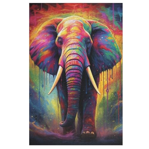 Elephant Holzpuzzle 1000 Teile Klassische Puzzles Erwachsene Kinder Puzzle DIY Kit Holzspielzeug Einzigartiges Geschenk 78×53cm von DCCCY