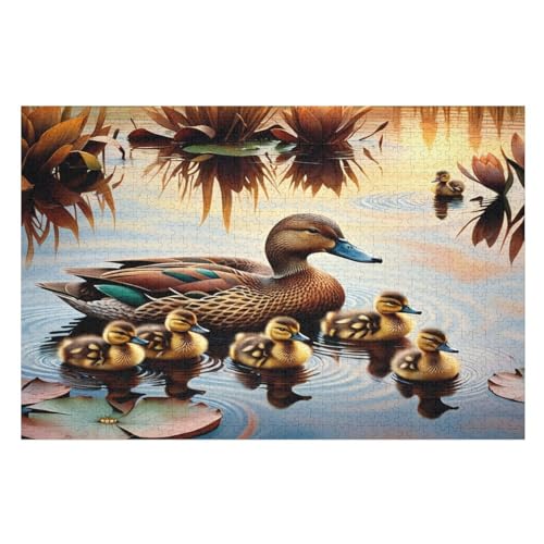 Ente Family Holzpuzzle - 1000 Teiliges Jigsaw Knobelspiel - Puzzle Für Erwachsene & Kinder - Outdoor & Reisespielzeug （75×50cm） von DCCCY