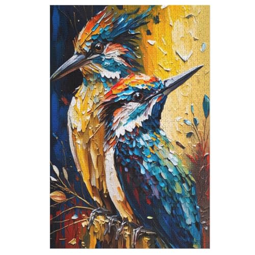 Farbiges Vogelduo Holzpuzzle - 1000 Teiliges Jigsaw Knobelspiel - Puzzle Für Erwachsene & Kinder - Outdoor & Reisespielzeug 78×53cm von DCCCY