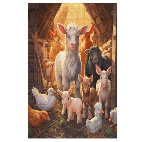 Farm Tier Puzzles 1000 Teile Erwachsener Kniffel Spaß Für Die Ganze Familie, Holzpuzzle Kinder Erwachsene, Impossible Puzzle Schwer 78×53cm von DCCCY