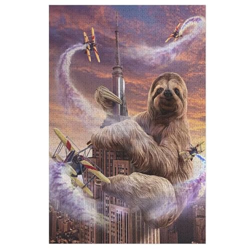 Faultier-Puzzlespiel Aus Holz, 1000 Puzzleteile, Kreatives Puzzle Für Teenager Und Erwachsene, Kreatives Spielzeug, Puzzles, 78×53cm von DCCCY