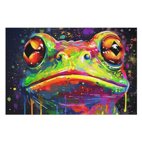 Frosch Puzzles 1000 Teile Erwachsener Kniffel Spaß Für Die Ganze Familie, Holzpuzzle Kinder Erwachsene, Impossible Puzzle Schwer （75×50cm） von DCCCY