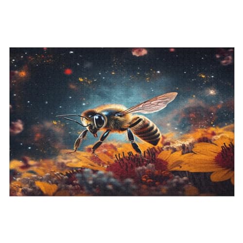 Für Erwachsene 1000-Teiliges Biene -Puzzles, Holzbrett-Puzzle, Für Kinder, Geschenke, （75×50cm） von DCCCY