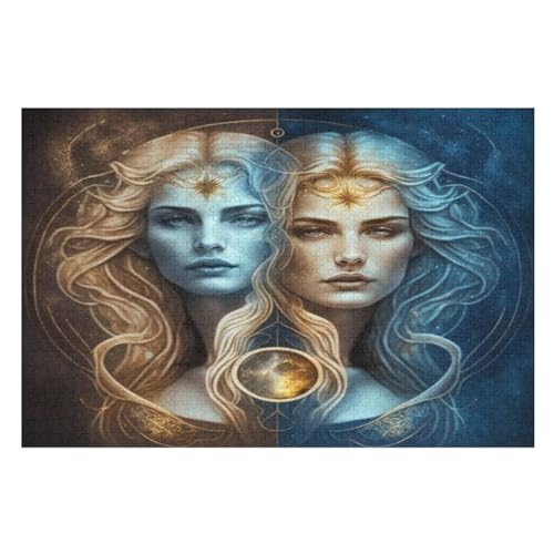Gemini Holzpuzzle 1000 Teile, Knobelspiele Für Erwachsene, Teenager, Puzzles Unmögliche - Kinder Puzzle Zimmer Deko （75×50cm） von DCCCY
